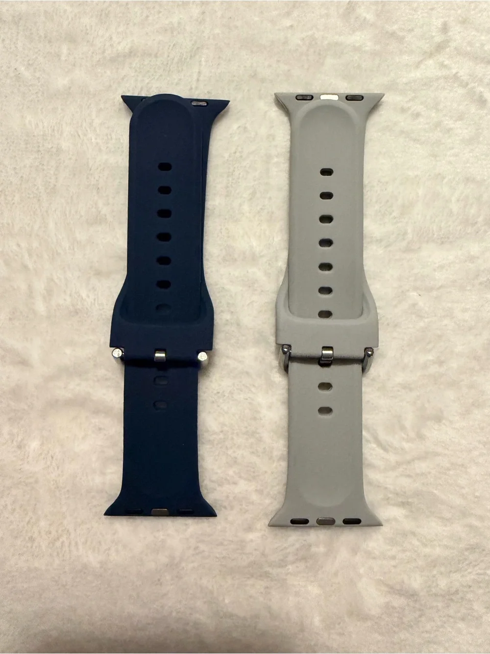 Silicone Floral Embossed Apple Watch Band - Blue & Light Gray